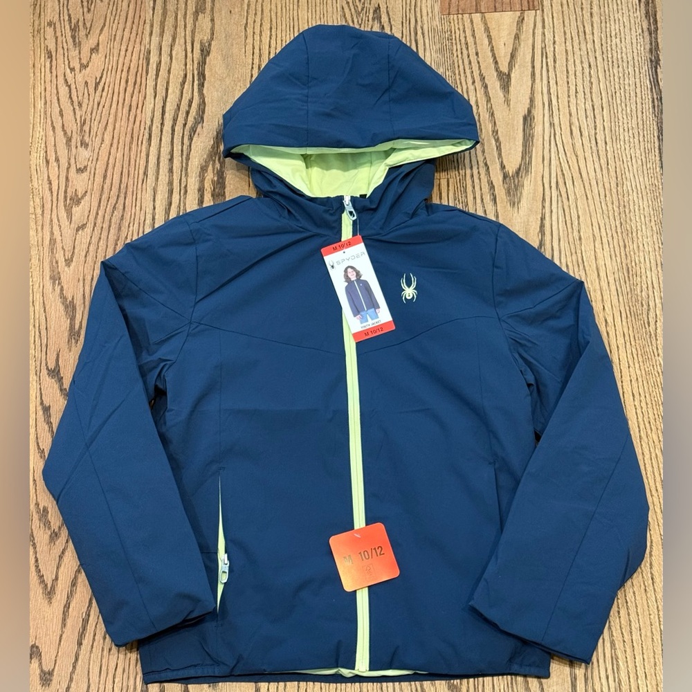 Spyder Blue Windbreaker/Jacket with Neon Green Details